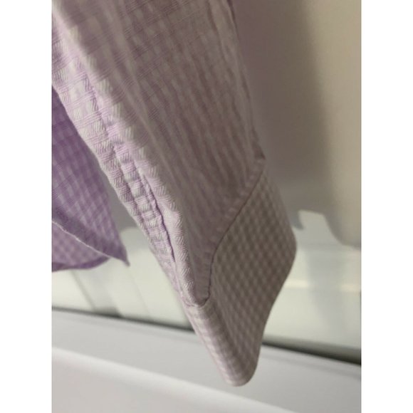 Michael Kors Purple White Men’s Sz L Cotton Mirco-Check‎ Plaid Dress Shirt - Picture 5 of 6